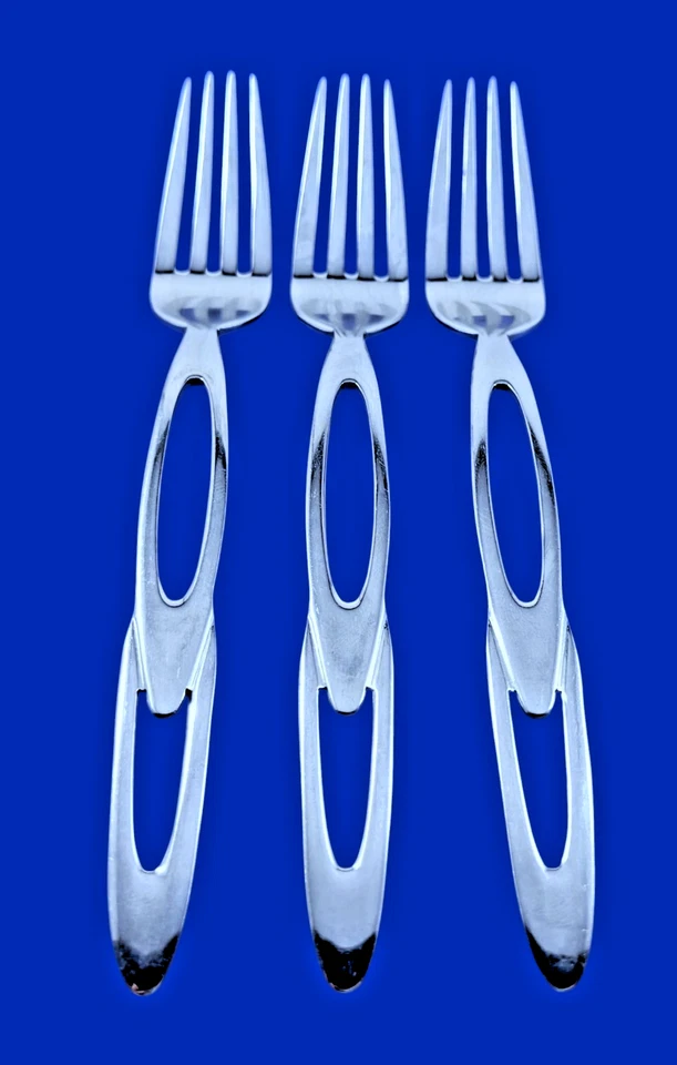 Retroneu DOBLE BUCLE Inoxidable 18/8 Corea Brillante - Juego de 3 Tenedores de Ensalada 7 1/4" Foto 1 de 1
