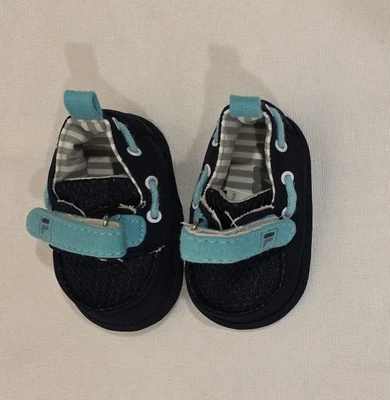 Fila Baby Shoes Black and Turquoise. Infant Size - Image 1 of 4