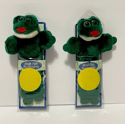 Vintage Russ Berrie Book Pals Set of 2 Smooches Frog Bookmarks NOS Green - Image 1 of 4