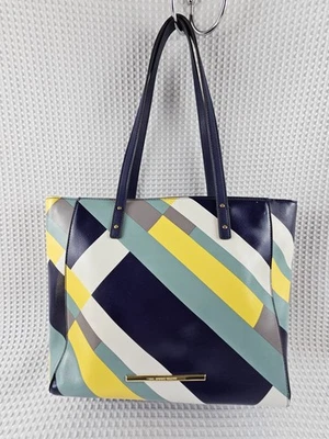 Bolsa de mão Anne Klein bolsa tote azul amarela azul-petróleo e branca - Imagem 1 de 4