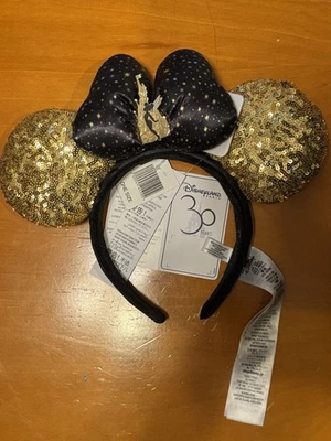 Disney Parks Disneyland Париж 30-летие Динь-Динь Bell золото блестки уши новый - Изображение 1 из 2