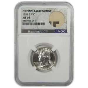 1951 S Washington Quarter MS 66 NGC Silver Bag Fragment SKU:I20522 - Picture 1 of 4