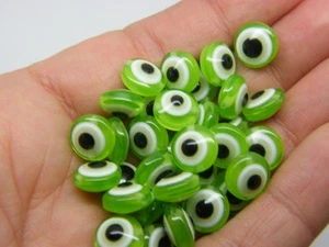 200 Evil Eye 10mm Perlen Grün Resin BB762 - Bild 1 von 1