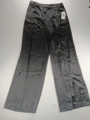 Michael Kors Women's Size 8 Black Satin Pants Pleated Wide Leg NWT Pockets  - Image 1 of 4