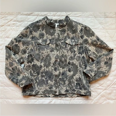 Chaqueta Western Charter Club Gris y Crema Floral Tapiz Costero Grannycore - XL Foto 1 de 4