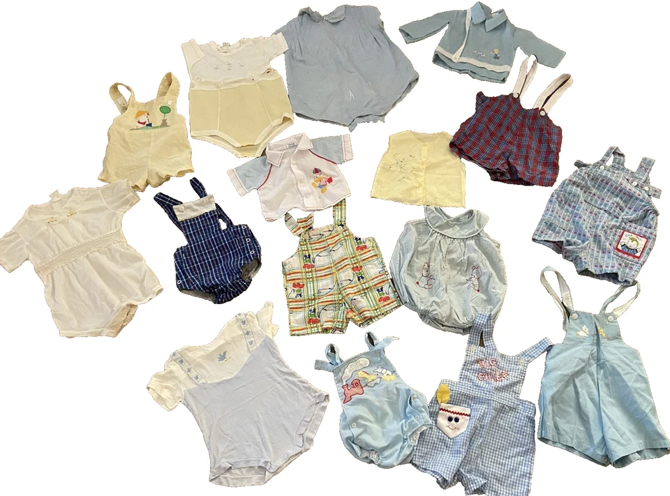Vintage Boy Clothihg Lot Toddler Baby 60's-80s Infant Romper Outfit 30 Pieces - Image 1 of 4