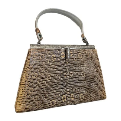 复古 40 年代正品蜥蜴皮钱包顶部手柄完好  — 第 1/4 张图片