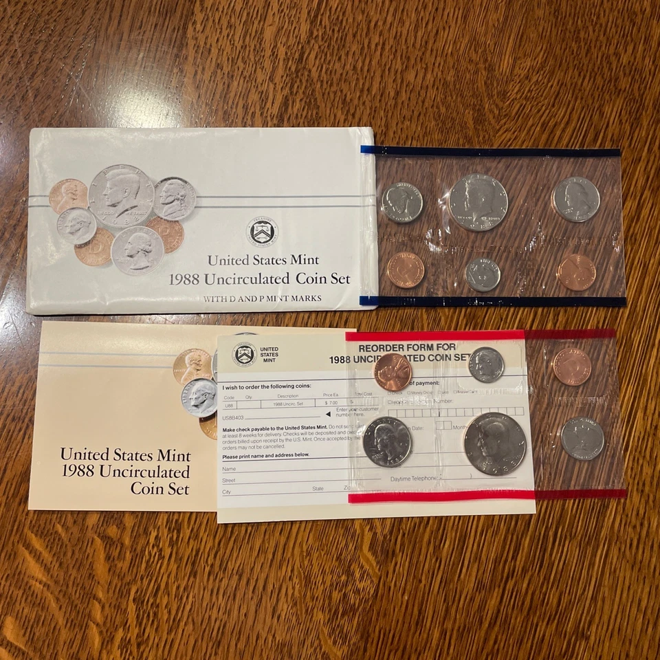 1988 US Mint Uncirculated Set With Envelope. 12 Coins Philadelphia And Denver - Image 1 of 1