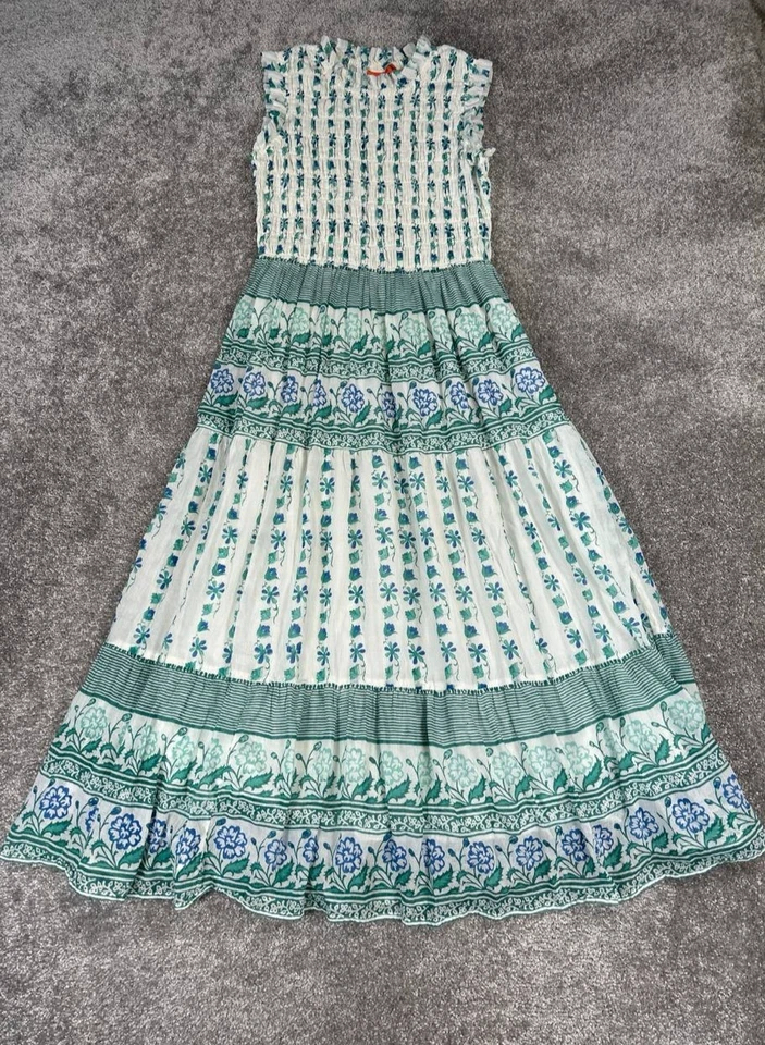 Olpihant Dress Womens Medium White Blue Floral Cotton Blouson - Image 1 of 4