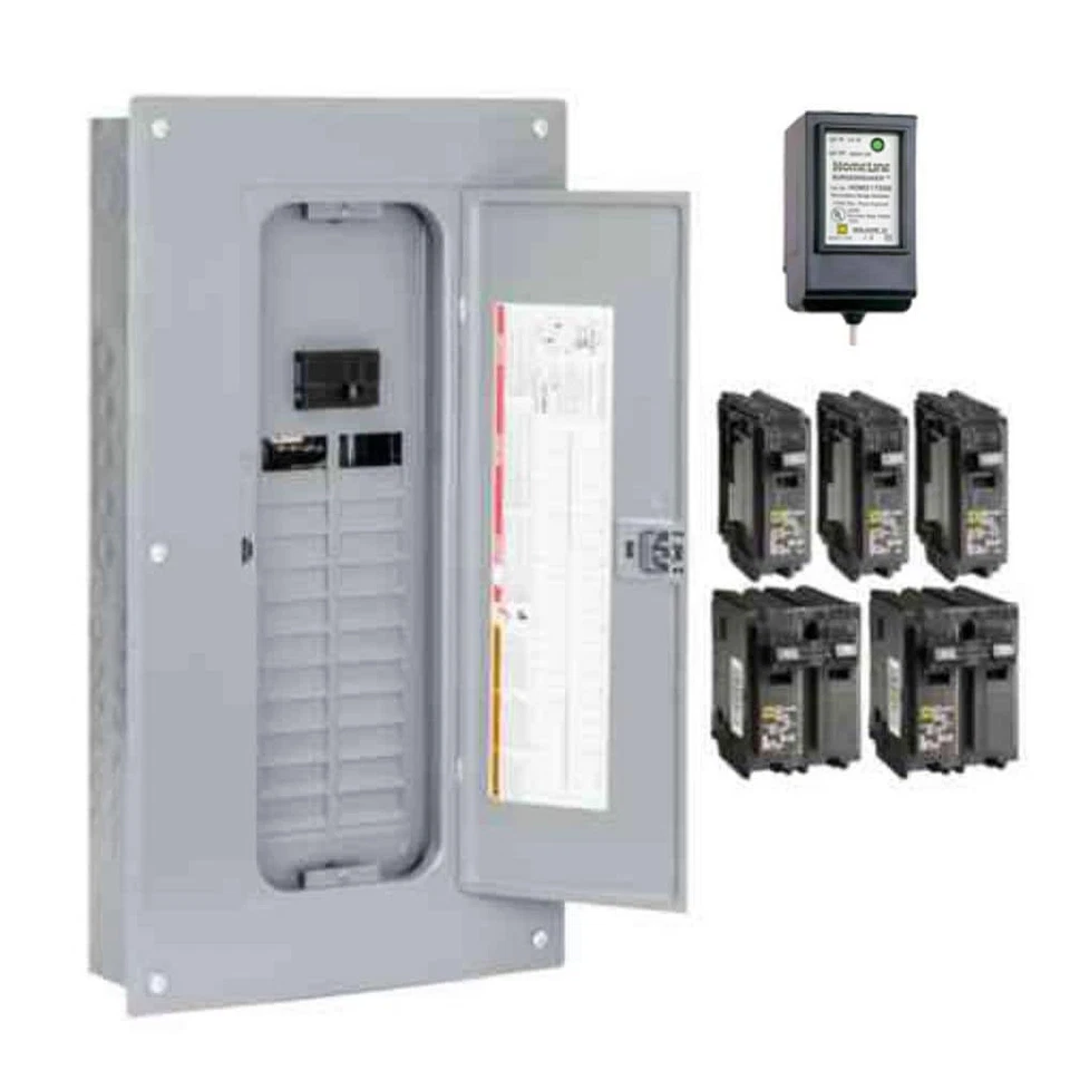 Square D Homeline 100 Amp Indoor Main Breaker Plug on Neutral Load Center Cover