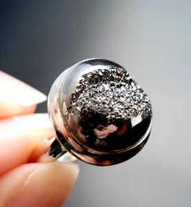 925 Sterling Silber Ring Platinum-Druse Gr. 17,5 Echtschmuck - Picture 1 of 6