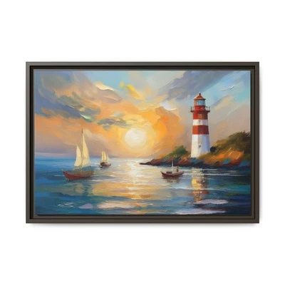 Red Stripe Lighthouse - Framed - Image 1 of 4