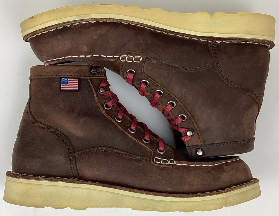 Botas de trabajo Danner para mujer de 6" de cuero Bull Run sin usar, en caja, punta suave marrón talla 8,5 M Foto 1 de 4