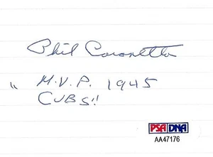 Phil Cavarretta Signed Cut Index Card PSA/DNA COA 1945 Cubs Baseball Autograph 2 - Picture 1 of 12