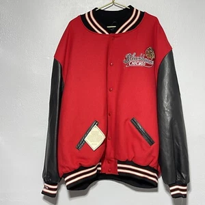 Mitchell & Ness 1967 CHICAGO BLACKHAWKS NHL Jacket WOOL LEATHER Sz 64 (5XL) NEW - Picture 1 of 11
