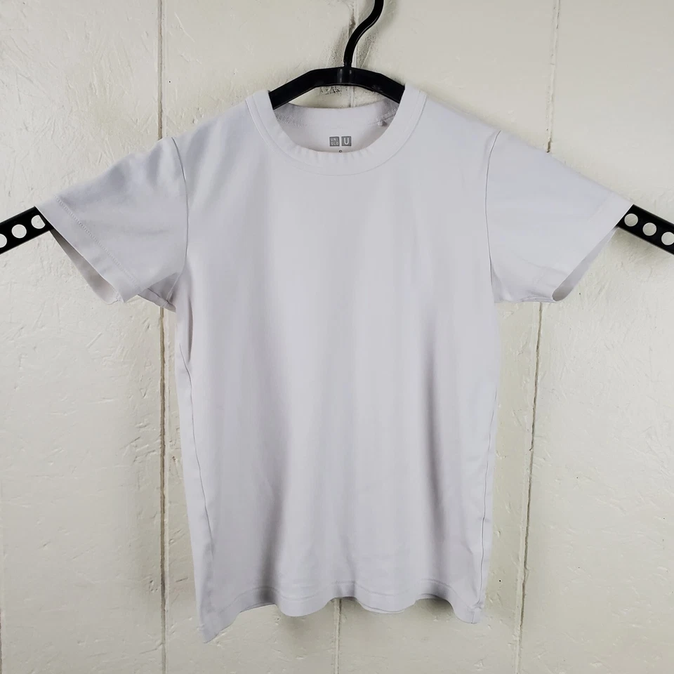 Uniqlo U Shirt Boys Small Solid White Crew Neck Short Sleeve Stretch Pullover - Image 1 of 4