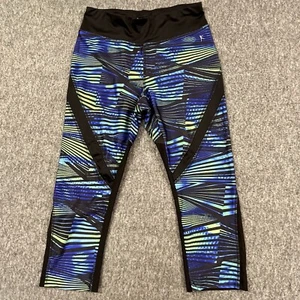 Danskin Now Capri Leggings Womens Small 4-6 Black Blue Green Sheer Leg - Picture 1 of 17