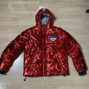 Champion Mens NASA USA Metallic Red Puffer Jacket Size MEDIUM - Picture 1 of 11
