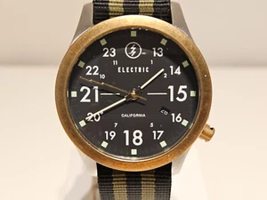 BIG STEEL 20Om MILITARY AVIATOR STYLE QUARTZ MEN'S WATCH "ELECTRIC CALIFORNIA" - Picture 1 of 12