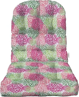 RSH Decor Outdoor Adirondack Tufted Cushion, Blooms Pink Green Floral Flower - Image 1 of 4
