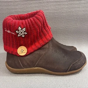Salomon Bliss Convertible Women’s size 5.5 Brown Red Leather Wool Knit Boots - Picture 1 of 12