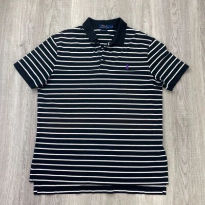 Polo Ralph Lauren Para Hombres Polo Ropa Activa Camisa Negro Blanco Rayas Elastizado Logo L Foto 1 de 4