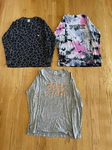 Lot of 3 womens Victoria Secret Pink Shirts long sleeve size XS - Picture 1 of 8