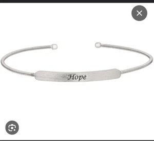 NEW Kelly Waters Rhodium Finish Sterling Silver Cable Cuff Bracelet HOPE - Picture 1 of 4