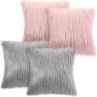4 Pack Faux Fur Throw Pillow Covers Square Cushion Cover Fuzzy Pillow Case Soft 