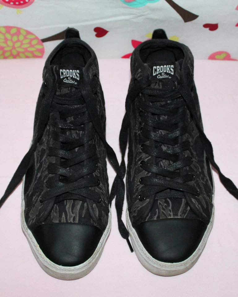 ZAPATOS DEPORTIVOS CROOKS & CASTLES AUTÉNTICOS RAROS PARA HOMBRE 9 CAMUFLAJE MEDIO TOP  Foto 1 de 4