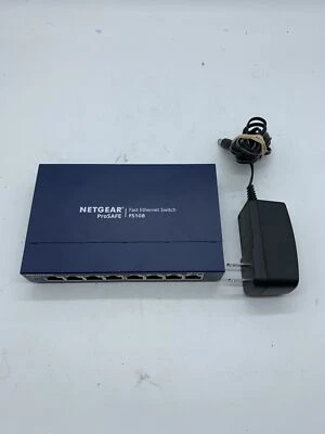 NETGEAR PROSAFE FS108 V3 Fast Ethernet Switch w/ Power Cable and FREE SHIPPING - Image 1 of 4