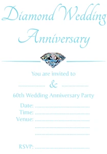1-100 PACK OF 60TH DIAMOND WEDDING ANNIVERSARY PARTY INVITATIONS Cards Invite - Picture 1 of 1
