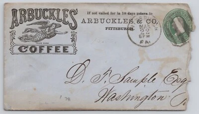 1878 Arbuckles Coffee Pittsburgh PA cubierta postal ilustrada y cabeza de pico BH2-123 Foto 1 de 4