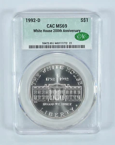 1992-D White House Commemorative Silver Dollar MS69 CAC - Picture 1 of 5
