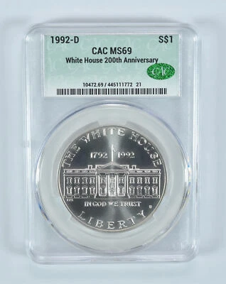 1992-D White House Commemorative Silver Dollar MS69 CAC - Image 1 of 4