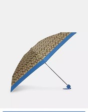 NWT Coach UV Protection Mini Signature Umbrella - SV/Khaki/Racer Blue