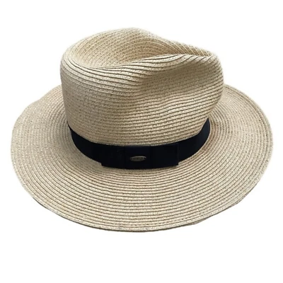 Sombrero de rafia SCALA talla única bronceado negro verano playa‎ crucero Foto 1 de 4