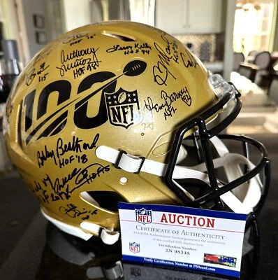 🏈Multi Signed✍️Gold🟡100th💯Season Authentic Full-size Speed NFL Helmet✨ - Image 1 of 4