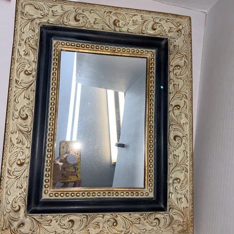 Wall Mirror Accent Resin Rectangular Vintage-Victorian Style Framed 17x11” Cover