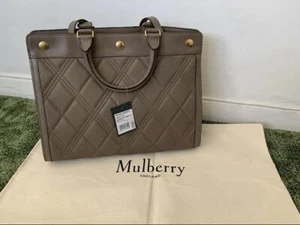 New Mulberry Women’s Marylebone Clay Quilted Leather Tote Shoulder Bag Dust Bag - Picture 1 of 20