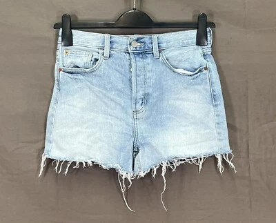 Pantalones Cortos CELLO High-Rise STRETCH DENIM Botón-Volar DESHILACHADO Corte AZUL JEAN Mamá S Foto 1 de 4