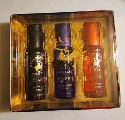 Nuevo Beverly Hills Polo Club Hombre Body Spray Juego de 3 Piezas Clásico/Campeón/Llame Foto 1 de 3