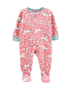Carters baby girl unicorn zip up Pajamas fleece footed Size 24M NWT