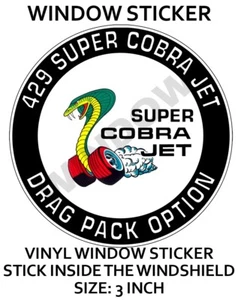 429 SCJ DRAG PACK OPTION WINDOW DECAL STICKER-RACING-MUSTANG COBRA JET-TORINO - Picture 1 of 4