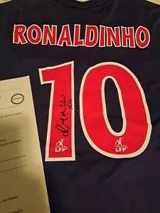 Ronaldinho Signed PSG Paris Saint Germain Barcelona Soccer Jersey  COA - Picture 1 of 5