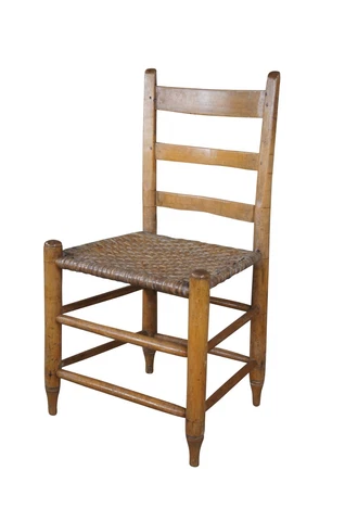 Antique Primitive Shaker Maple Farmhouse Thumb Back Ladderback Rush Chair Cover