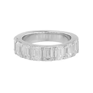 3.401CTW 14K White Gold Emerald Cut Lab Grown Diamond Band MZ11992 - Picture 1 of 7