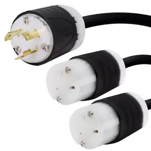L6-30P to 2x 6-20R Y Splitter Cord 10 ft, 20A/250V 12 AWG - IBX # IBX-58036202 - Picture 1 of 1