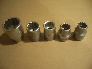 LOT 5 MINT BAHCO SH Sweden 3/4-DR 12-pt Sockets: 3/4, 13/16, 7/8, 1 1/16, 1 7/16 - Picture 1 of 20