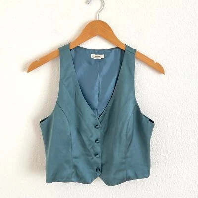 Chaleco JASON WU / Chaleco ajustado verde azulado satinado / talla M Foto 1 de 4